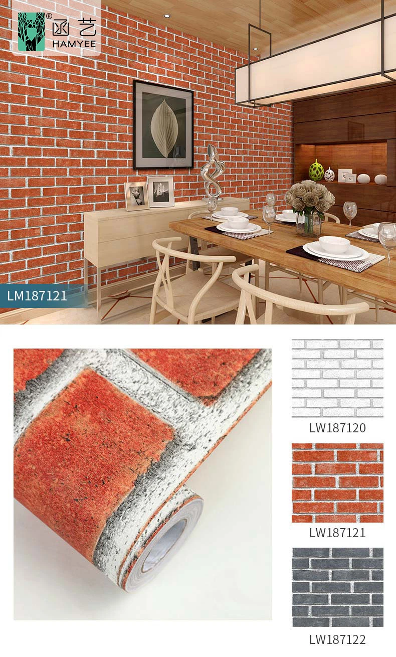 Chinese Textured Bedroom Non Woven Wood Wall Paper 3D Brick Wallpaper for Wall