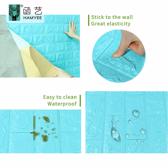 工場供給自己粘着ウォールステッカー家の装飾 PE 発泡レンガ壁紙防音 DIY 3D 石壁紙